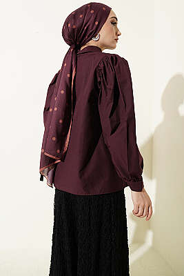 Balon Kol Basic Kısa Gömlek Mürdüm - Gömlek