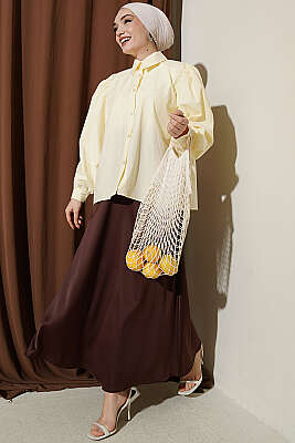 Balon Kol Basic Kısa Gömlek Sarı - Gömlek