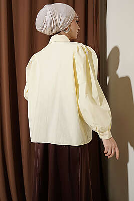 Balon Kol Basic Kısa Gömlek Sarı - Gömlek