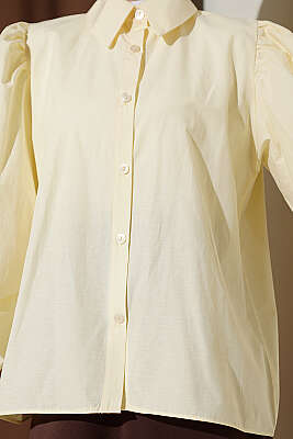 Balon Kol Basic Kısa Gömlek Sarı - Gömlek