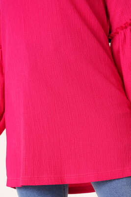Balon Kol Bürümcük Tunik Fuşya - Tunik