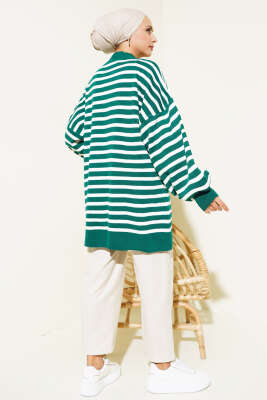 Balon Kol Çizgili Triko Tunik Nefti - Tunik
