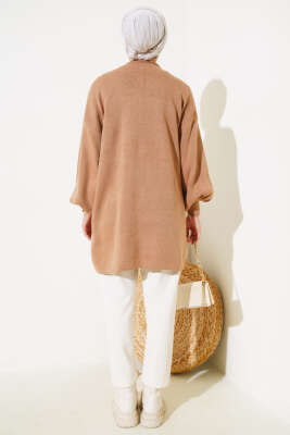 Balon Kol Dik Yaka Triko Tunik Büsküvi - Triko Tunik