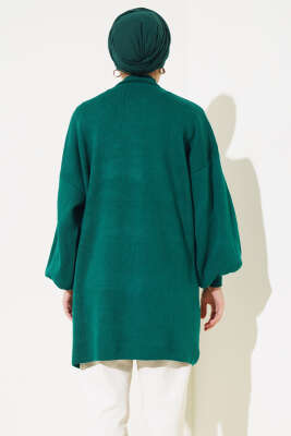 Balon Kol Dik Yaka Triko Tunik Nefti - Triko Tunik