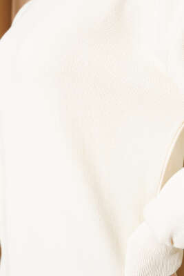 Balon Kol Düz Triko Tunik Bej - Triko Tunik