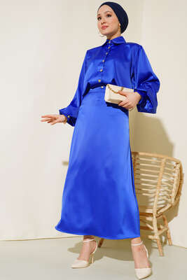 Balon Kol Etekli Etekli Takım Saks - İKİLİ TAKIM