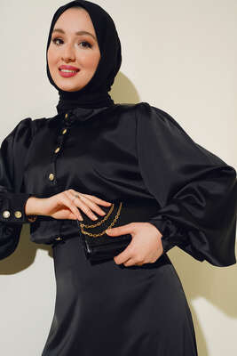 Balon Kol Etekli Etekli Takım Siyah - İKİLİ TAKIM