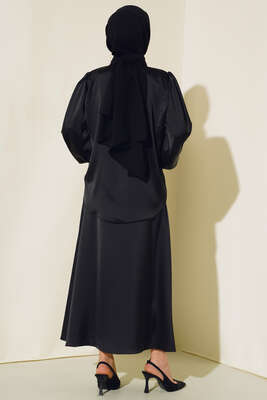 Balon Kol Etekli Etekli Takım Siyah - İKİLİ TAKIM