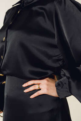 Balon Kol Etekli Etekli Takım Siyah - İKİLİ TAKIM