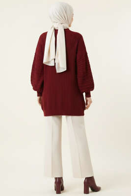 Balon Kol Kabartmalı Triko Tunik Bordo - 300-500 TL Ürünler