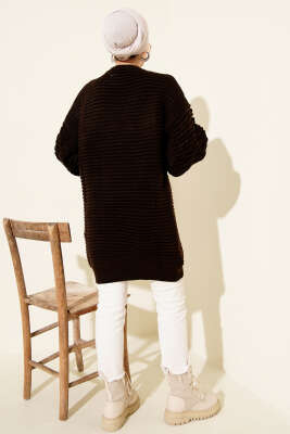 Balon Kol Kabartmalı Triko Tunik Kestane - Tunik