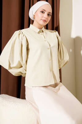 Balon Kol Kısa Gömlek Nefti - Gömlek