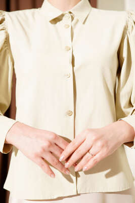 Balon Kol Kısa Gömlek Nefti - Gömlek