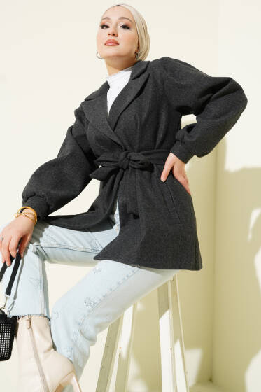 Balon Kol Kısa Kaşe Kaban Füme - Kaban