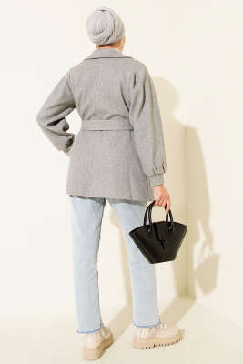 Balon Kol Kısa Kaşe Kaban Gri - Kaban