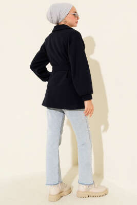 Balon Kol Kısa Kaşe Kaban Lacivert - Kaban