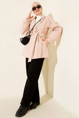 Balon Kol Kısa Kaşe Kaban Latte - Kaban