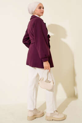 Balon Kol Kısa Kaşe Kaban Mor - Kaban