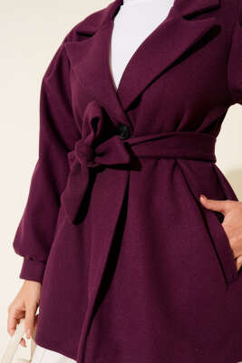 Balon Kol Kısa Kaşe Kaban Mor - Kaban