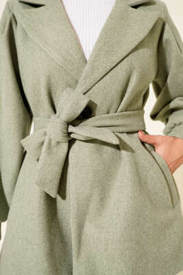 Balon Kol Kısa Kaşe Kaban Su Yeşili - Kaban