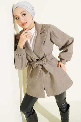 Balon Kol Kısa Kaşe Kaban Vizon 