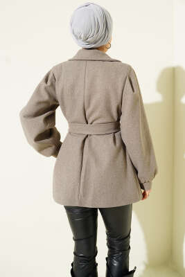 Balon Kol Kısa Kaşe Kaban Vizon - Kaban