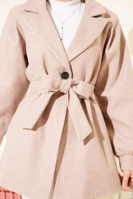 Balon Kol Kısa Kaşe Kaban Vizon - Kaban