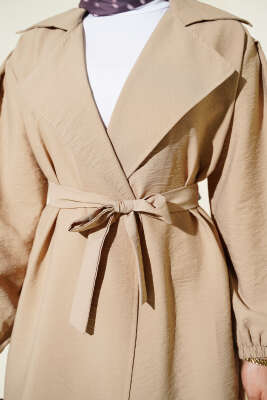 Balon Kol Kuşak Detaylı Kap Bej - Dış Giyim&Mont