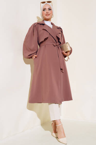 Balon Kol Kuşaklı Kap Kahve - Dış Giyim&Mont