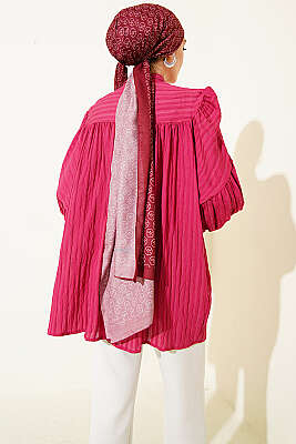 Balon Kol Manşetli Gömlek Vişne - Gömlek