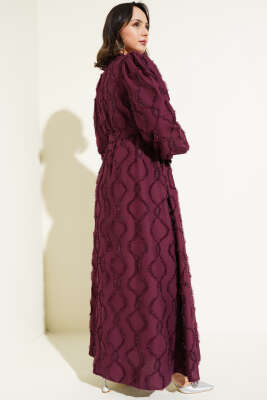 Balon Kol Parlak Sakallı Elbise Mor - Tesettür Elbise