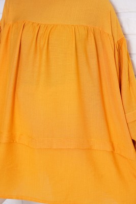 Balon Kol Salaş Model Hardal Tunik - Tunik