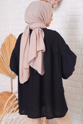Balon Kol Salaş Model Siyah Tunik - Tunik
