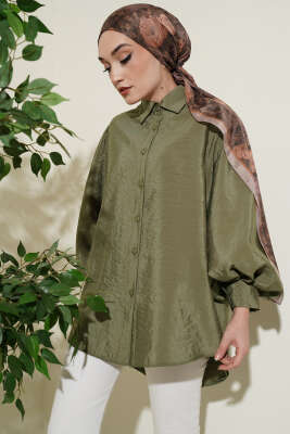 Balon Kol Salaş Paraşüt Gömlek Haki - VAV TEKSTİL