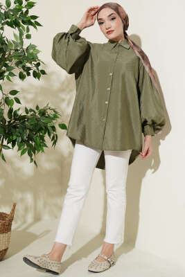 Balon Kol Salaş Paraşüt Gömlek Haki - Gömlek