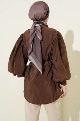 Balon Kol Salaş Paraşüt Gömlek Kahve - Gömlek