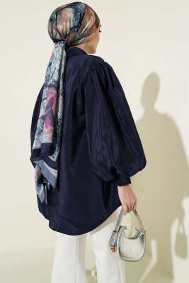 Balon Kol Salaş Paraşüt Gömlek Lacivert - Gömlek