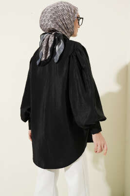 Balon Kol Salaş Paraşüt Gömlek Siyah - Gömlek