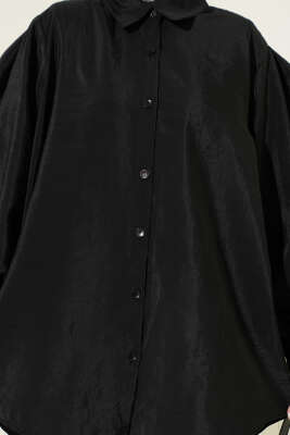 Balon Kol Salaş Paraşüt Gömlek Siyah - Gömlek