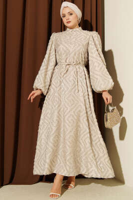 Balon Kol Sim Sakallı Abiye Elbise Taş - VAV TEKSTİL