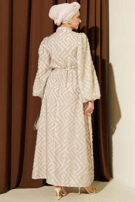 Balon Kol Sim Sakallı Abiye Elbise Taş - Elbise