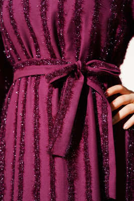 Balon Kol Sim Sakallı Elbise Mor - Tesettür Elbise