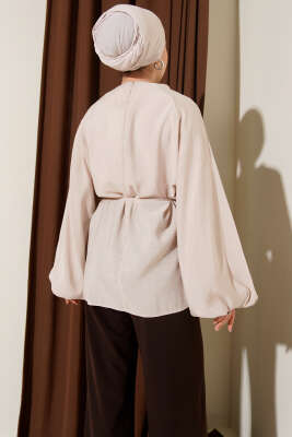 Balon Kol Tensel Tunik Bej - Tunik