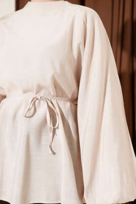 Balon Kol Tensel Tunik Bej - Tunik