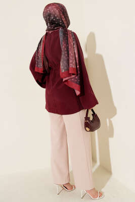 Balon Kol Tensel Tunik Bordo - Tunik