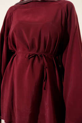 Balon Kol Tensel Tunik Bordo - Tunik