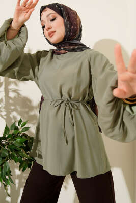 Balon Kol Tensel Tunik Çağla Yeşili - BERAT TEKSTİL