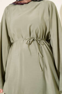 Balon Kol Tensel Tunik Çağla Yeşili - Gömlek