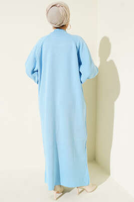 Balon Kol Triko Elbise Bebe Mavi - Elbise