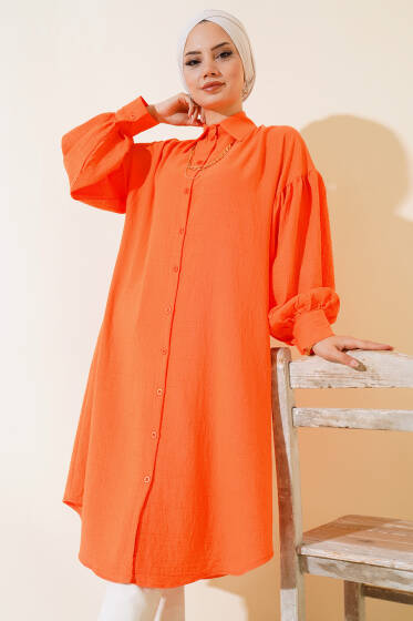 Balon Kol Uzun Gömlek Oranj - Gömlek